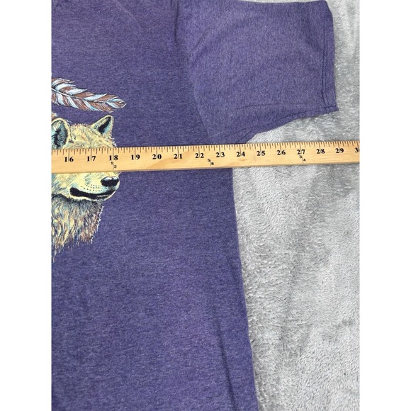 Vintage 90s Native American Wolf Short Sleeve T Shirt Men's Size XL Purple - Picture 7 of 9